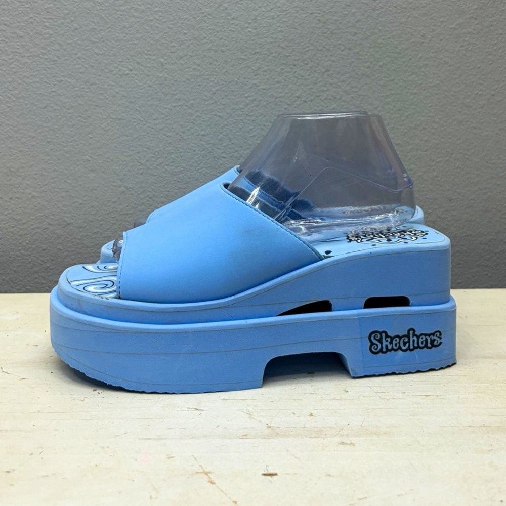 Skechers Blue Rubber Platform Slide Sandals Size 9